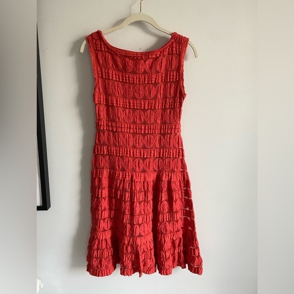 MAX Studio Burnt Orange Boho Patterned Midi Dress Size Small - Picture 3 of 8